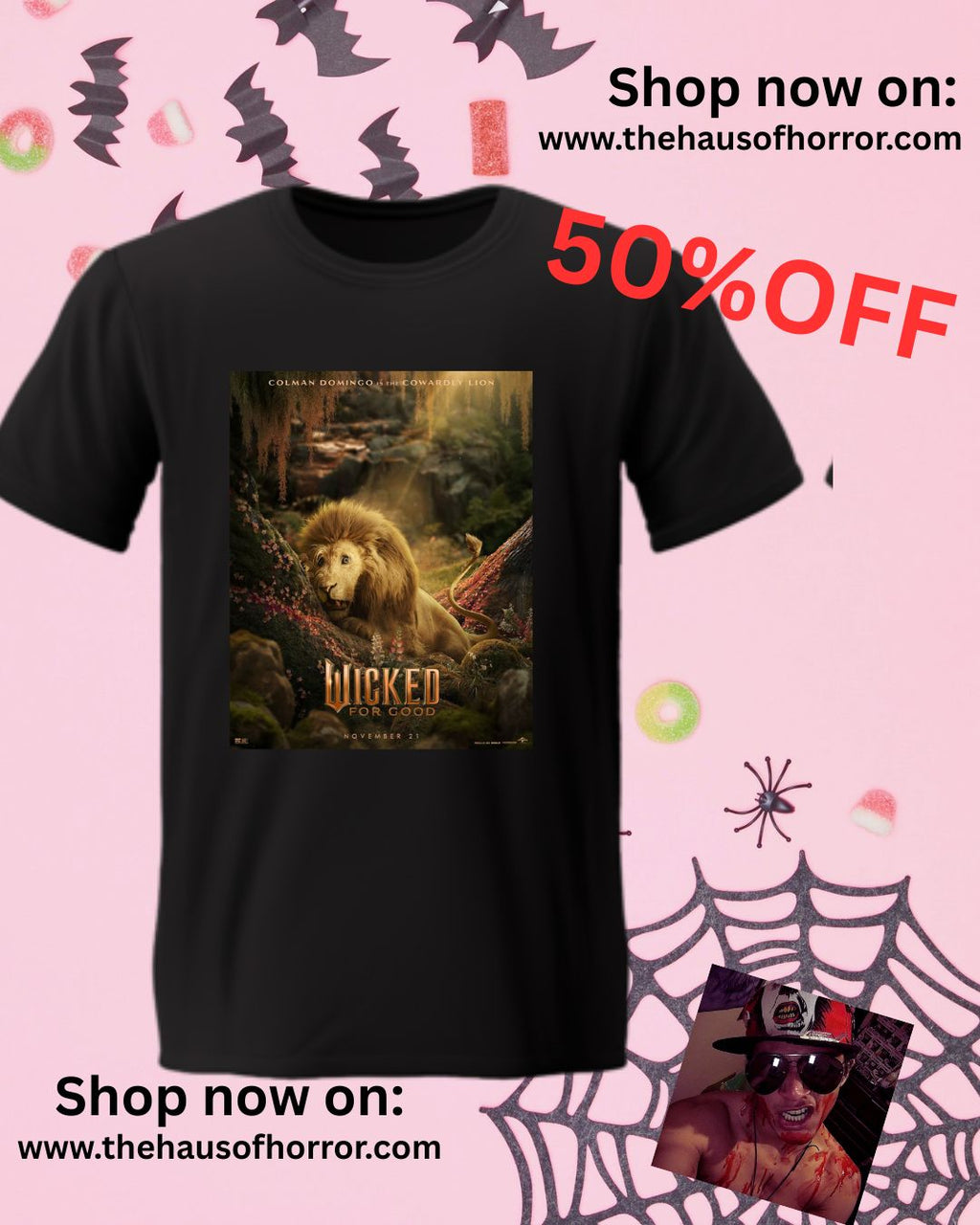Wicked: For Good (2025) Movie T Shirt - unisex black tee LION