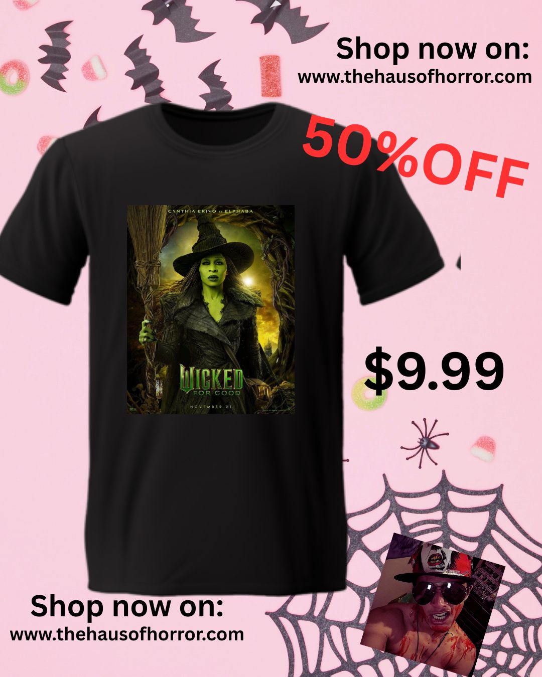 Wicked: For Good (2025) Movie T Shirt - unisex black tee Wicked Witch of The West