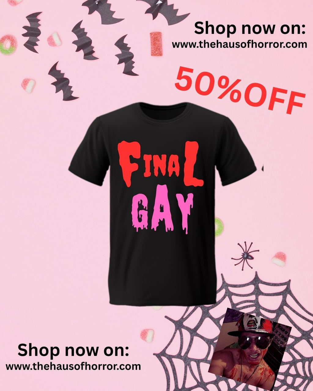 Final Gay - unisex black tee (Red and Pink Lettering)